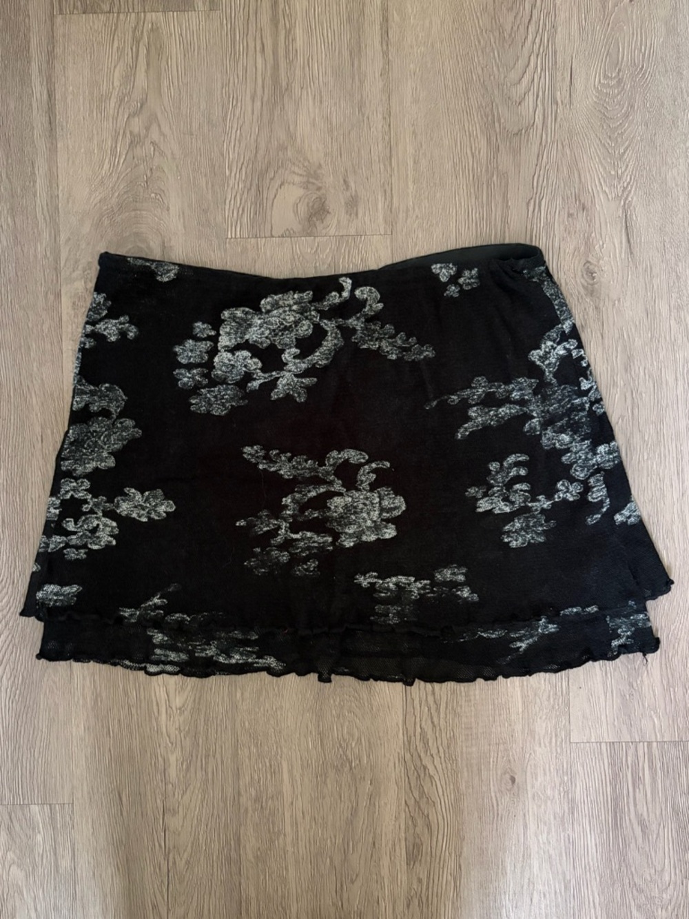 Black and White Floral Mini Skirt